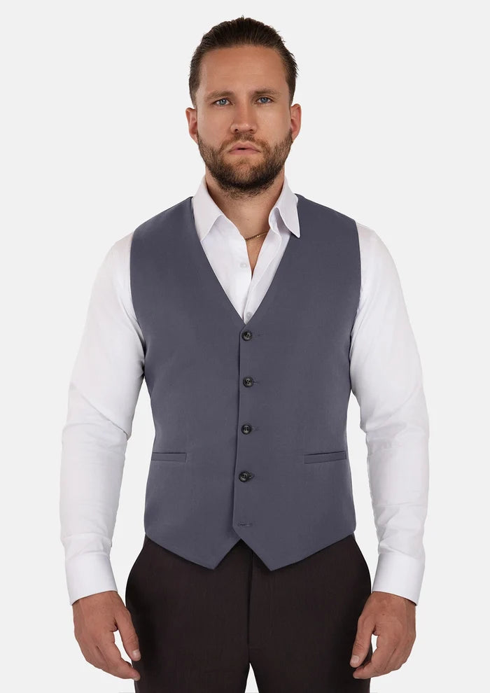 Shadow Grey Cotton Vest - SARTORO