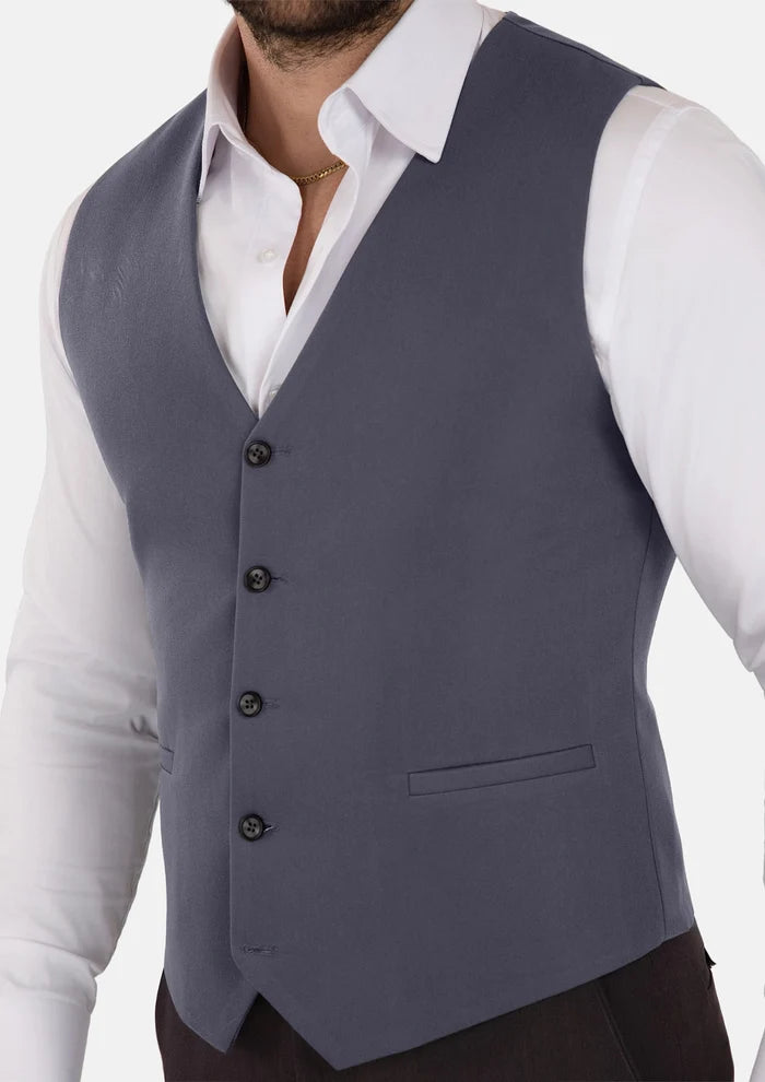 Shadow Grey Cotton Vest - SARTORO