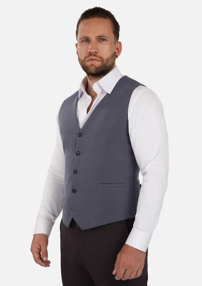 Shadow Grey Cotton Vest - SARTORO