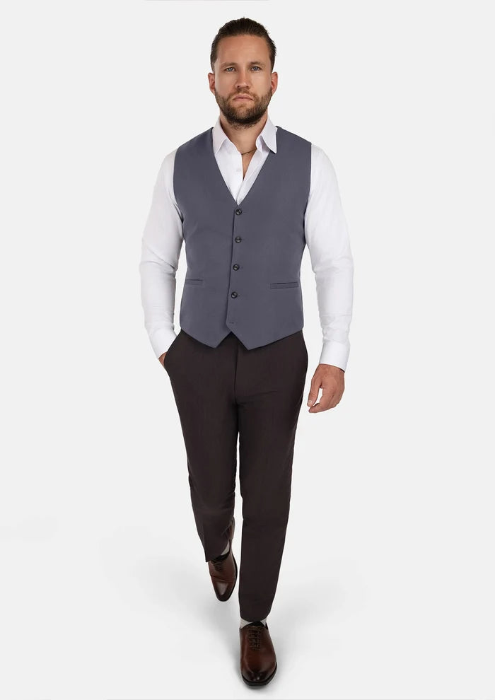 Shadow Grey Cotton Vest - SARTORO