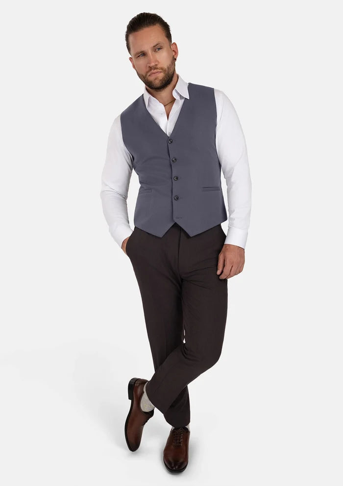 Shadow Grey Cotton Vest - SARTORO