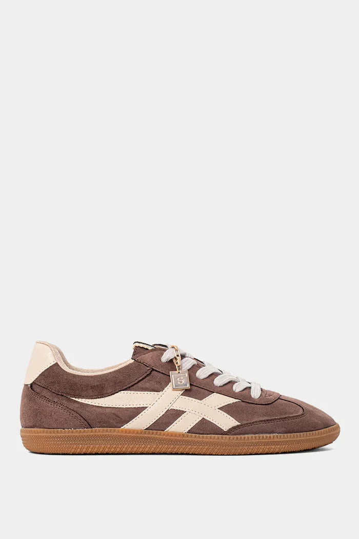 shu shop sasha brown suede sneakers  flat side