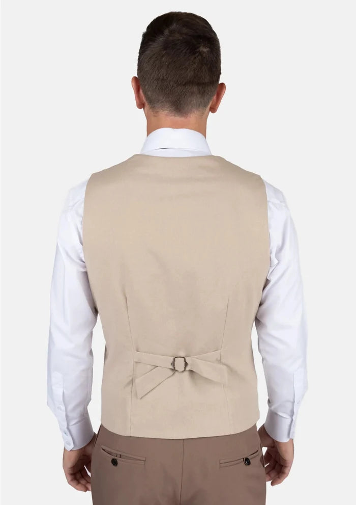 Simply Taupe Linen Blend Vest - SARTORO