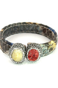 Style the Small Splendor Gemstone Leather Cuff Bracelet exclusively at Born To Glam