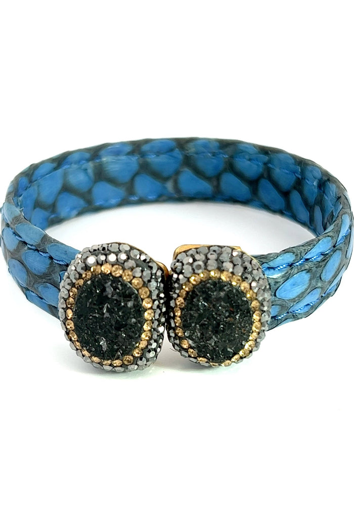 Style the Small Splendor Gemstone Leather Cuff Bracelet exclusively at Born To Glam