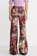 Smythe Multi Piped Side-Zip Palazzo Pant - Brown Multi