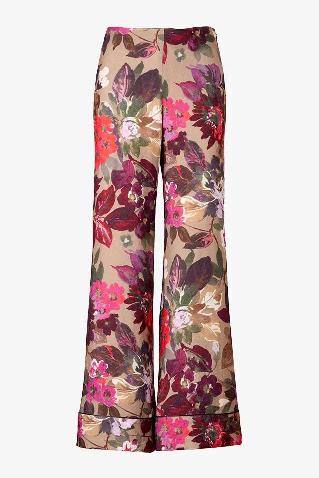 Smythe Multi Piped Side-Zip Palazzo Pant - Brown Multi