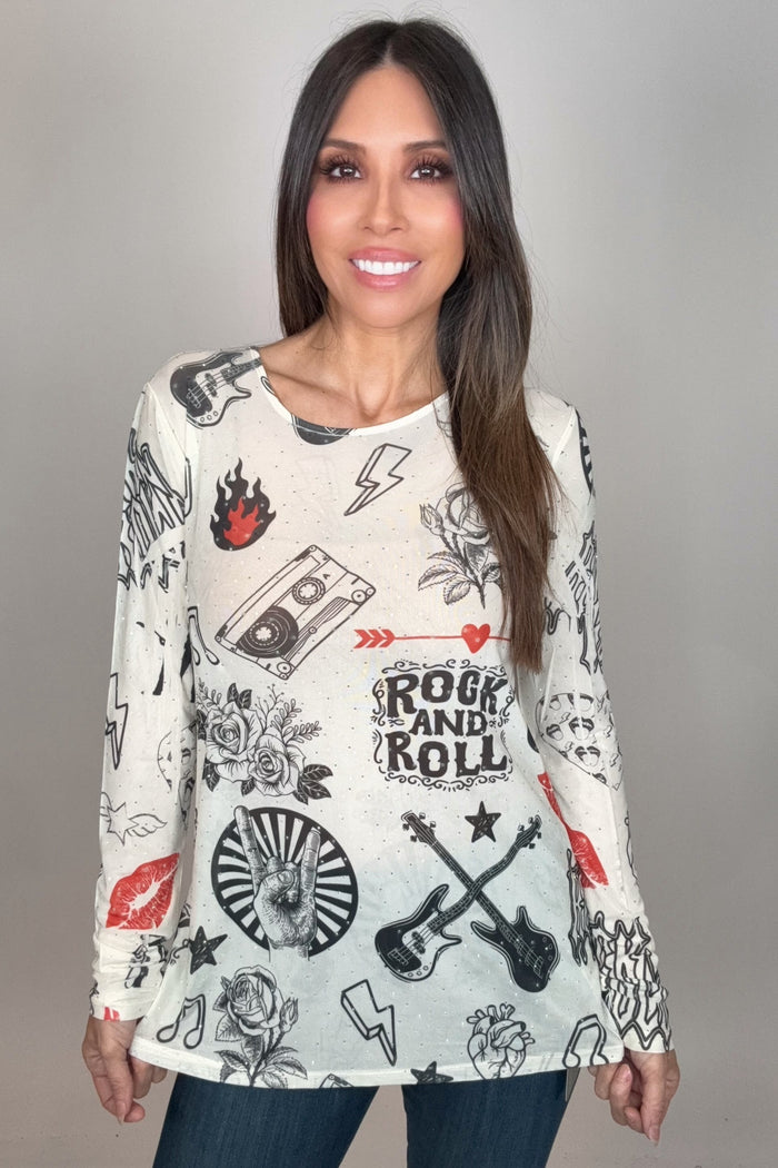 Style the Sparkly Rock N Roll Beige Mesh Top exclusively at Born To Glam
