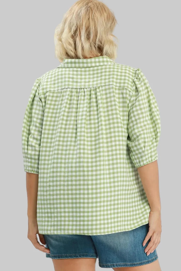 umgee plus size gingham top back
