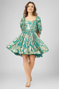 green printed dress