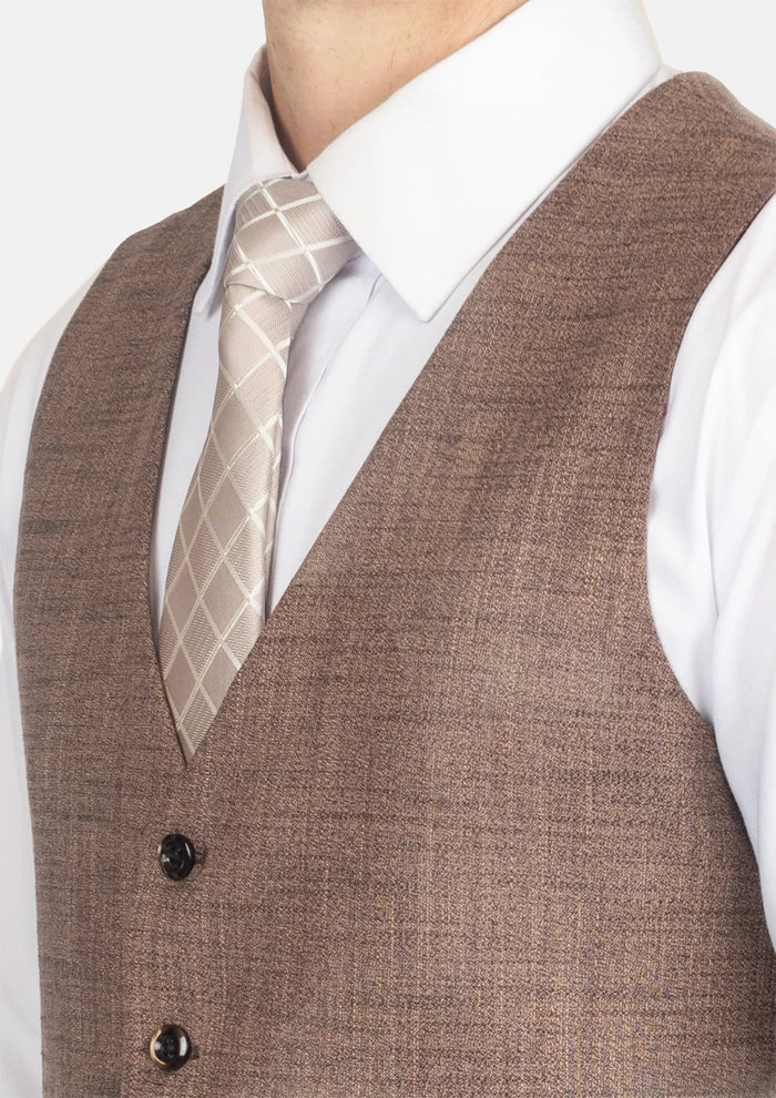 Tawny Brown Hopsack Vest