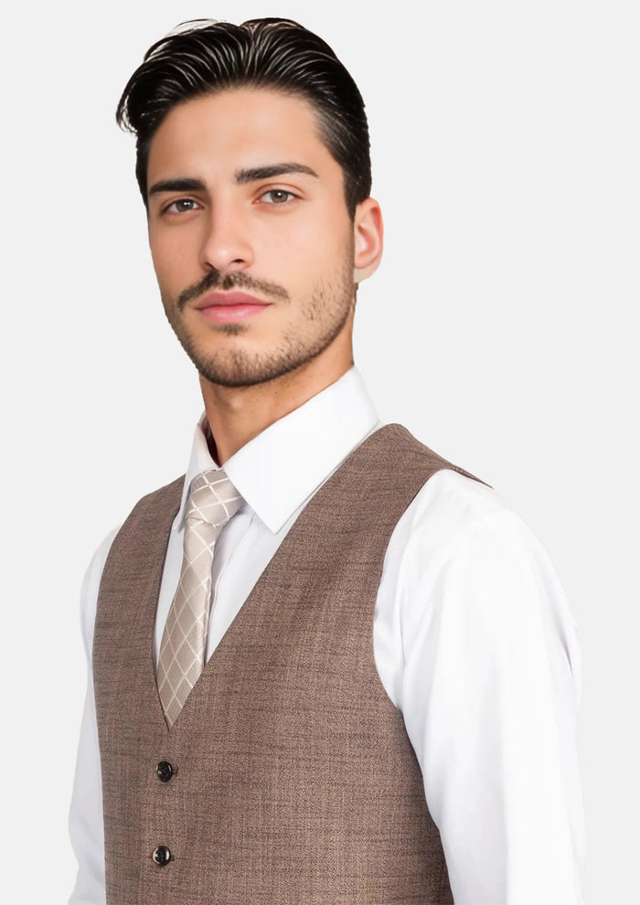 Tawny Brown Hopsack Vest