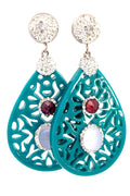 Style the Teal Gemstone Teardrop Sterling Silver Earring exclusively at Born To Glam