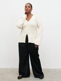 Steffy is 5'7" & Wears Size UK XL|Tia Knit Top Curve - Cream