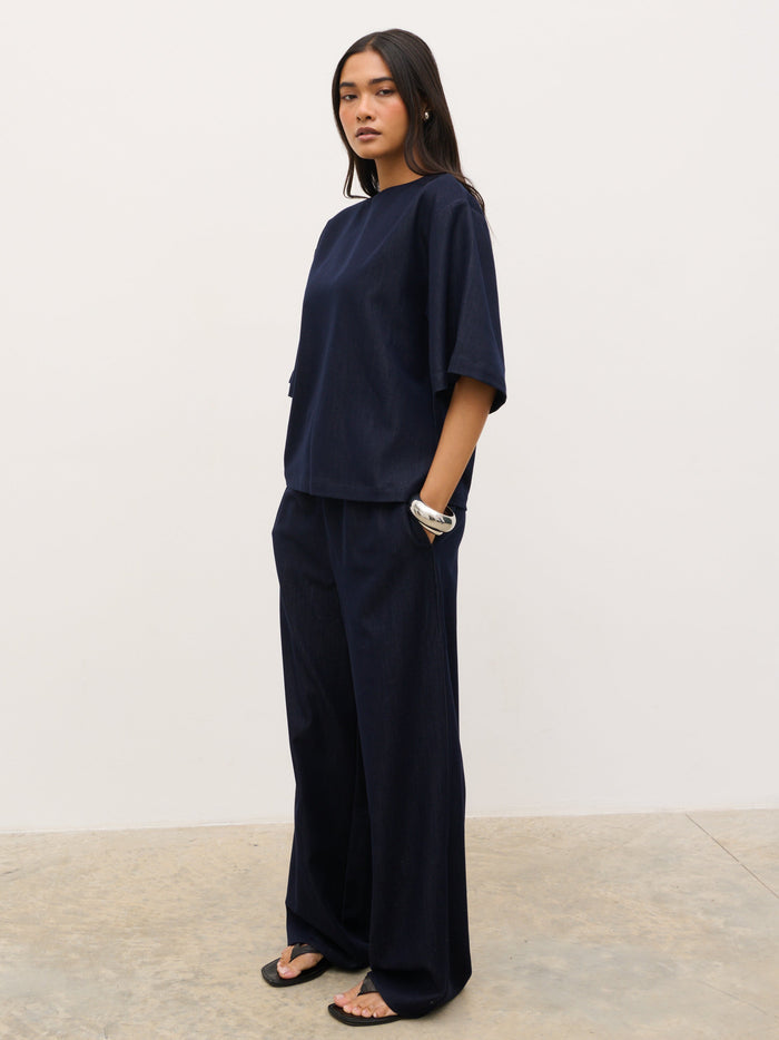 Candy Is 5'6" & Wears Size UK 8|Tiff Drawstring Trousers - Indigo