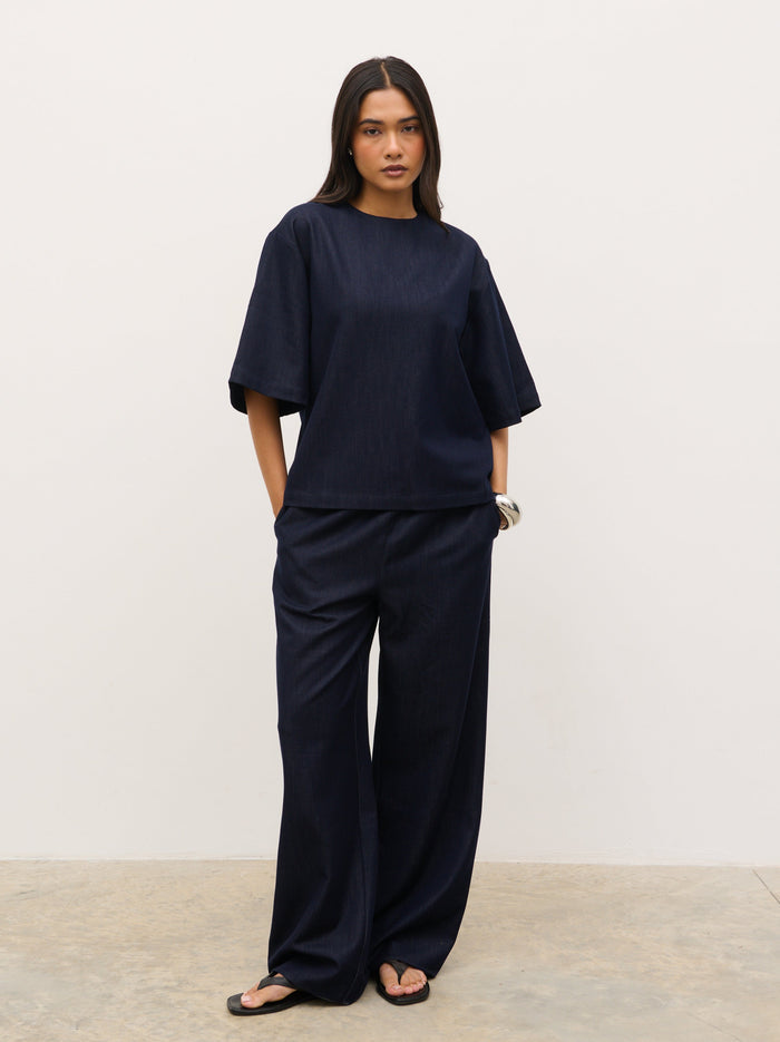 Candy Is 5'6" & Wears Size UK 8|Tiff Drawstring Trousers - Indigo