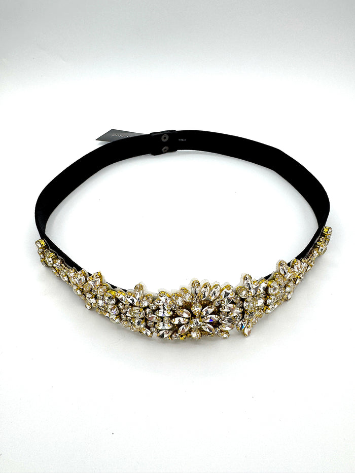 Très Chic Crystal Elastic Belt - Black