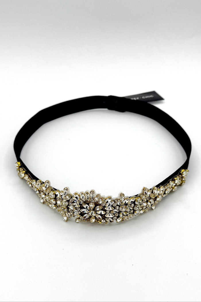 Très Chic Crystal Elastic Belt - Black