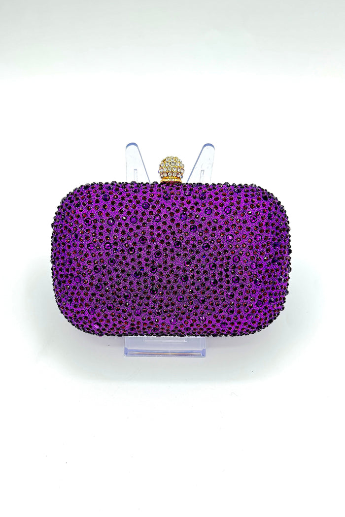 Tres Chic Crystal Oval Clutch Fuschia