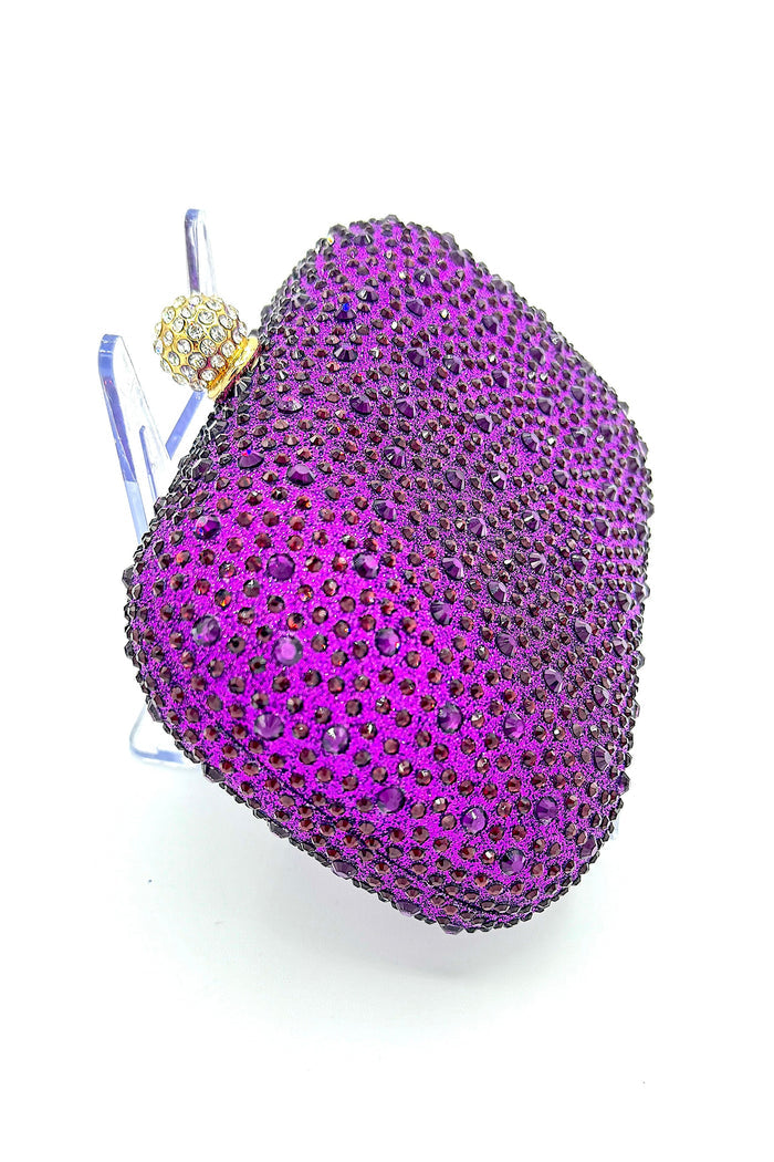 Tres Chic Crystal Oval Clutch Fuschia