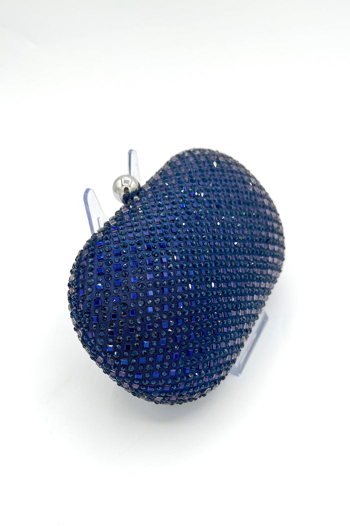 Tres Chic Crystal Oval Clutch Navy