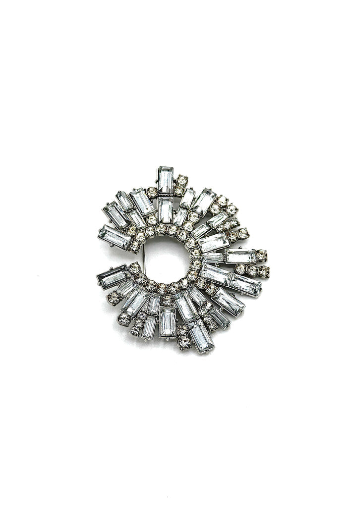 Tres Chic Crystal Pin Silver
