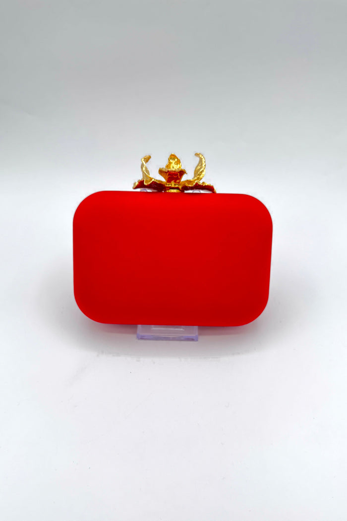 Tres Chic Flower Clutch - Red