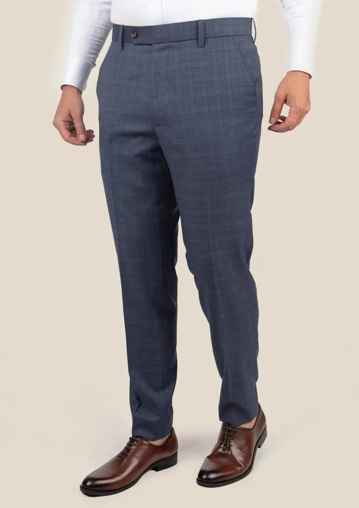 Twilight Blue Plaid Pants - SARTORO