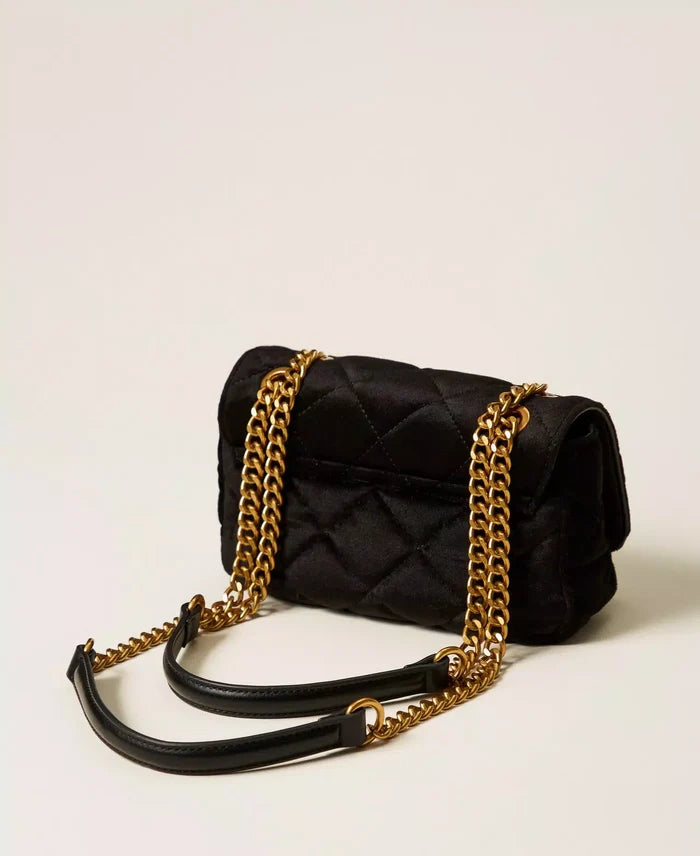 Twinset Quilted Velvet Shoulder Bag