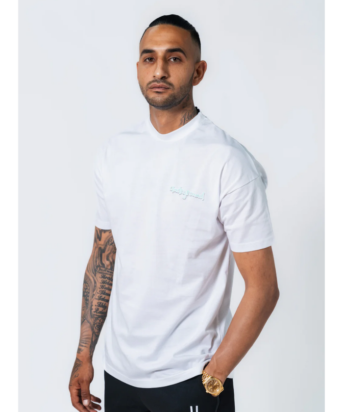 UNDRGROUND Leather Patch Tee (White/Blue)