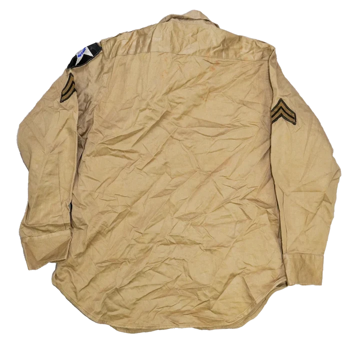 US Army 1950s Khaki Long Sleeve Service Shirt - 15.5x33, Medium - US Army Surplus - Service Shirts