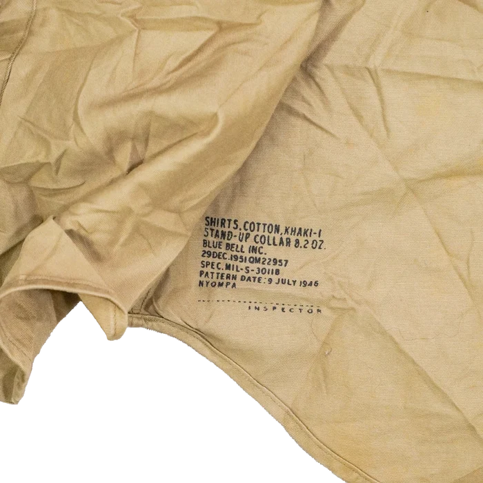 US Army 1950s Khaki Long Sleeve Service Shirt - 15.5x33, Medium - US Army Surplus - Service Shirts