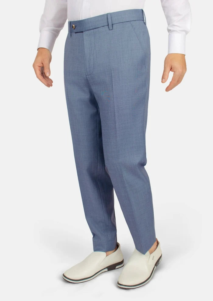 Vista Blue Sharkskin Pants - SARTORO