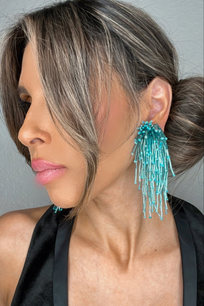 Style the Waterfall Crystal Statement Clip On Earrings exclusively at Born To Glam