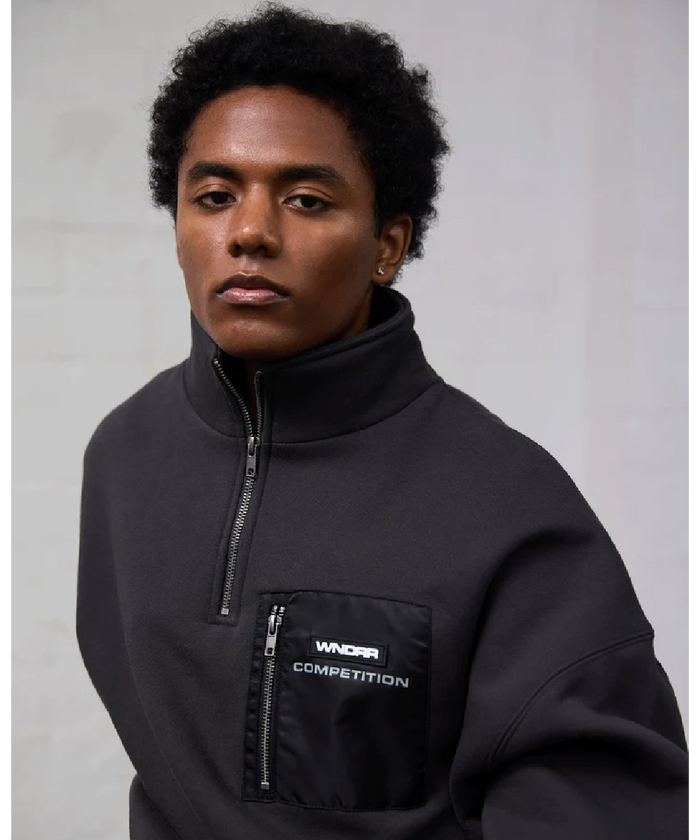 WNDRR Frequency Panel 1/4 Zip Sweat (Faded Black)
