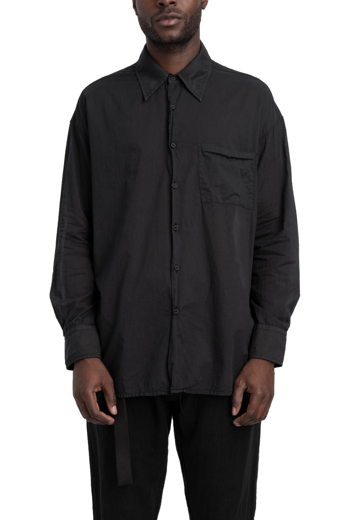 Never Enough | SS26 - Woven Cotton Shirt, Black MSL019