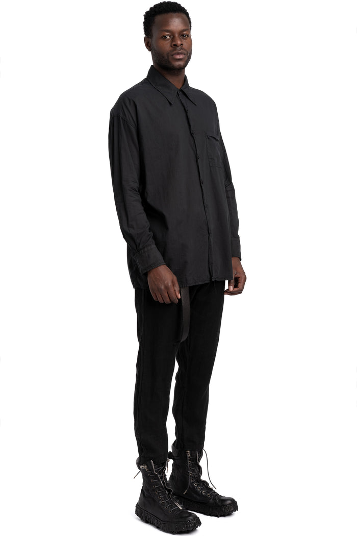 Never Enough | SS26 - Woven Cotton Shirt, Black MSL019