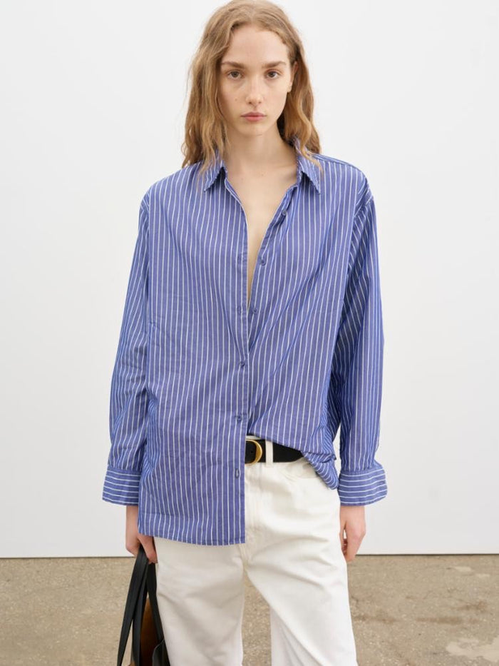 Yorke Shirt - Dark Navy White Stripe