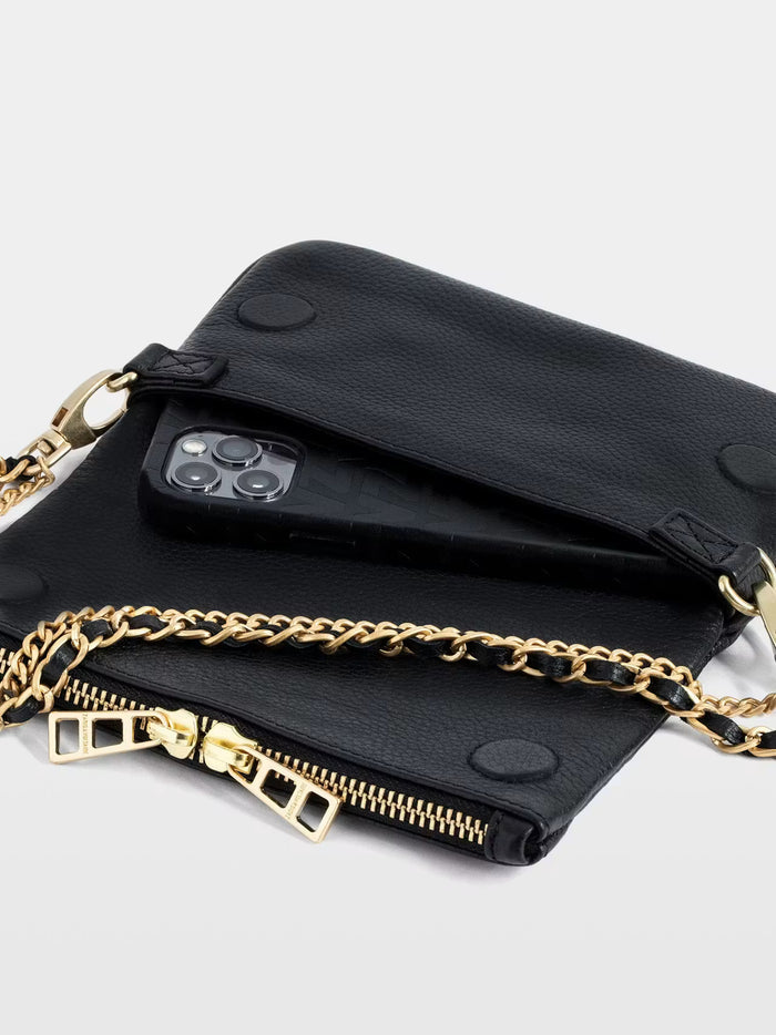 Zadig & Voltaire Rock Nano Grained Leather Bag - Black Gold